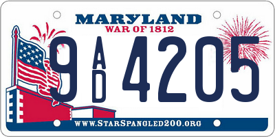 MD license plate 9AD4205
