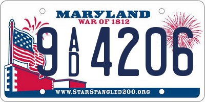 MD license plate 9AD4206