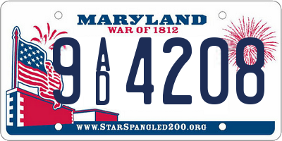 MD license plate 9AD4208