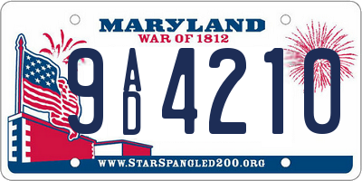 MD license plate 9AD4210