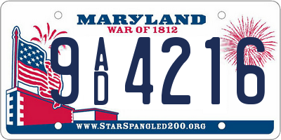 MD license plate 9AD4216
