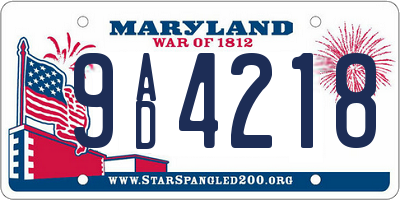 MD license plate 9AD4218