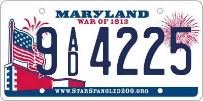 MD license plate 9AD4225