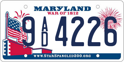 MD license plate 9AD4226