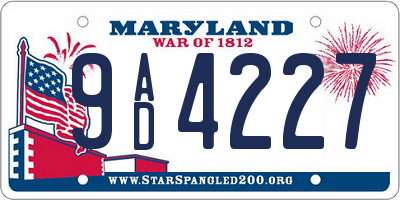 MD license plate 9AD4227