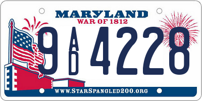 MD license plate 9AD4228