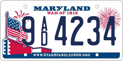 MD license plate 9AD4234