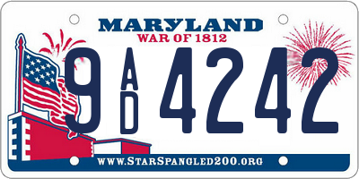 MD license plate 9AD4242