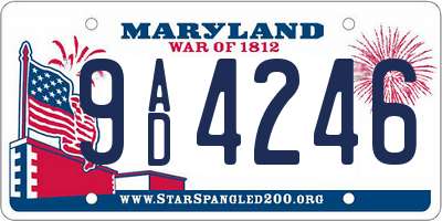 MD license plate 9AD4246