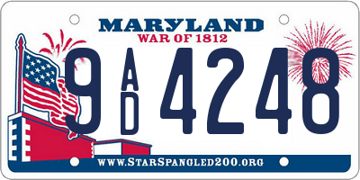MD license plate 9AD4248