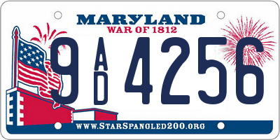 MD license plate 9AD4256