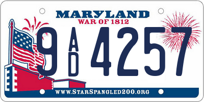 MD license plate 9AD4257