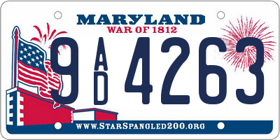 MD license plate 9AD4263