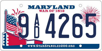 MD license plate 9AD4265