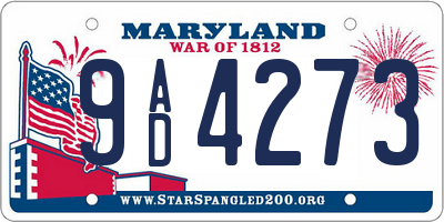 MD license plate 9AD4273