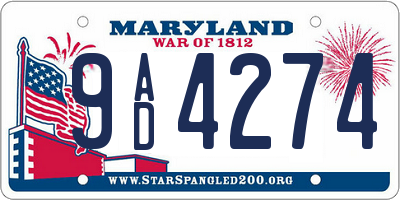 MD license plate 9AD4274