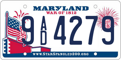 MD license plate 9AD4279