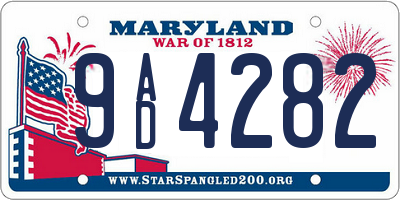 MD license plate 9AD4282