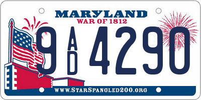MD license plate 9AD4290