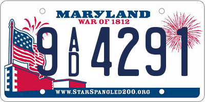 MD license plate 9AD4291