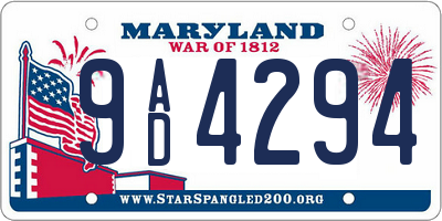 MD license plate 9AD4294