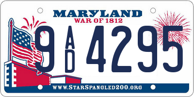 MD license plate 9AD4295