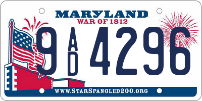MD license plate 9AD4296