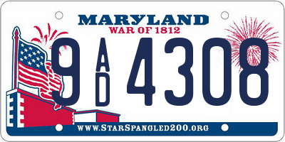 MD license plate 9AD4308