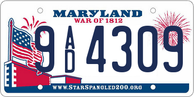 MD license plate 9AD4309
