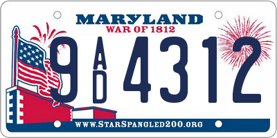 MD license plate 9AD4312