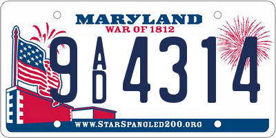 MD license plate 9AD4314