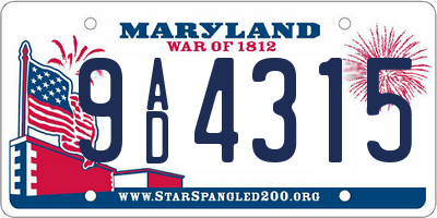 MD license plate 9AD4315
