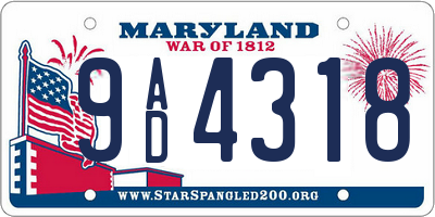 MD license plate 9AD4318