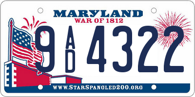 MD license plate 9AD4322