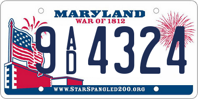 MD license plate 9AD4324