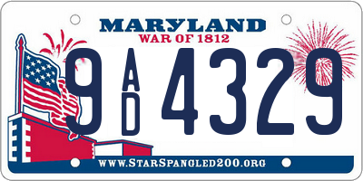 MD license plate 9AD4329