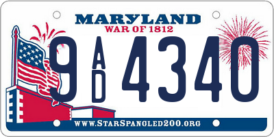 MD license plate 9AD4340