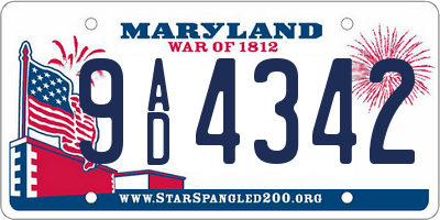 MD license plate 9AD4342