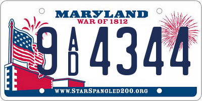 MD license plate 9AD4344