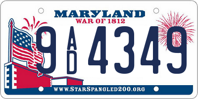 MD license plate 9AD4349
