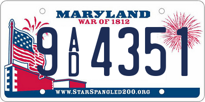 MD license plate 9AD4351