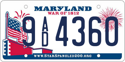 MD license plate 9AD4360