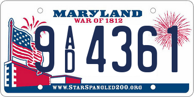 MD license plate 9AD4361