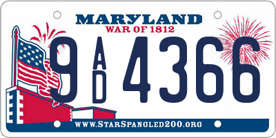 MD license plate 9AD4366