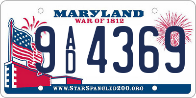 MD license plate 9AD4369