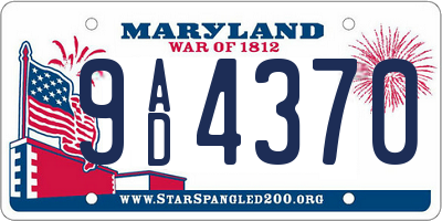 MD license plate 9AD4370