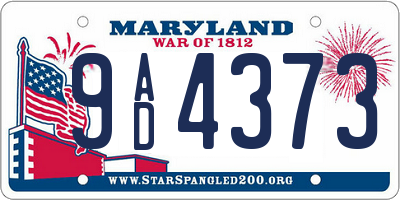 MD license plate 9AD4373