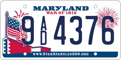 MD license plate 9AD4376