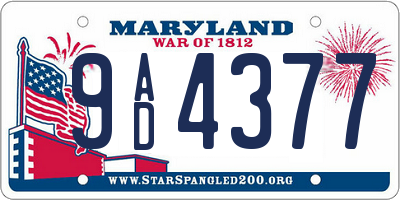 MD license plate 9AD4377