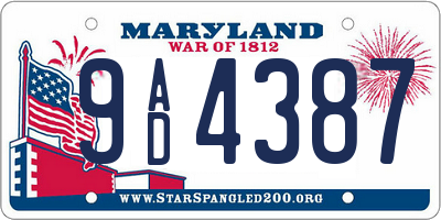 MD license plate 9AD4387